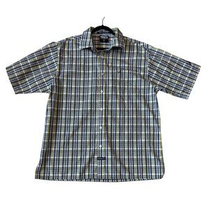 Southpole Mens Plaid Button-Up Short Sleeve Shirt XL Black/Yellow/White/Grey EUC